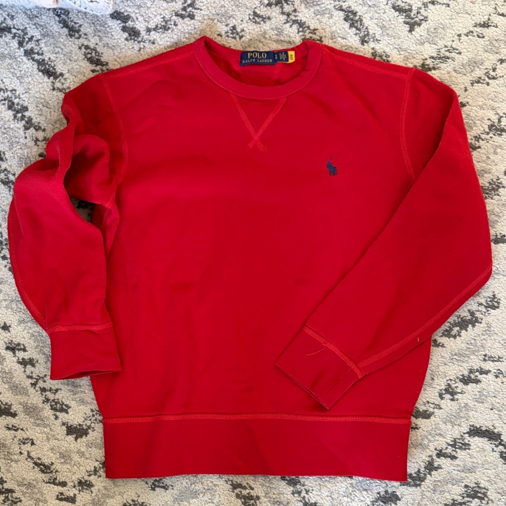 Polo by Ralph Lauren Red Crewneck Sweatshirt with Navy Pony